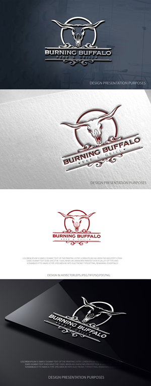 Logo Design by zebronicgraphic for The Burning Buffalo Bar & Grill | Design: #37073636