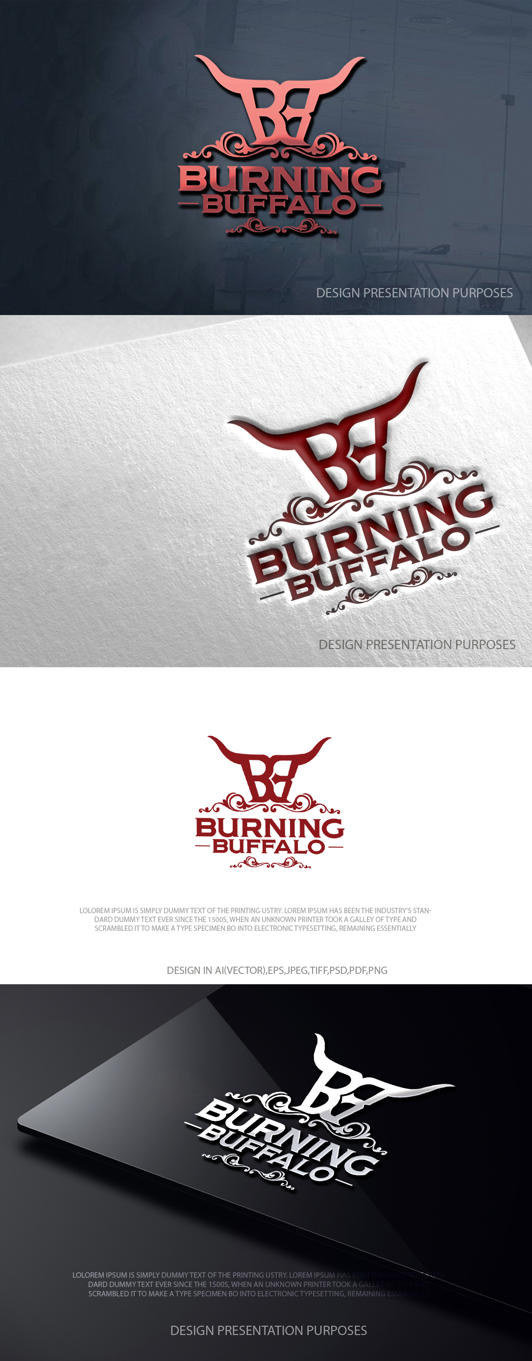 Logo Design by zebronicgraphic for The Burning Buffalo Bar & Grill | Design #37073640