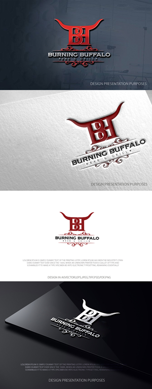 Logo Design by zebronicgraphic for The Burning Buffalo Bar & Grill | Design: #37073647