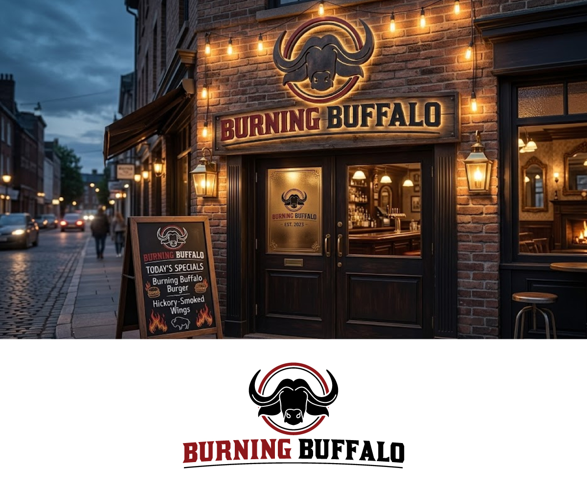 Logo Design by Ansh Design for The Burning Buffalo Bar & Grill | Design #37092030