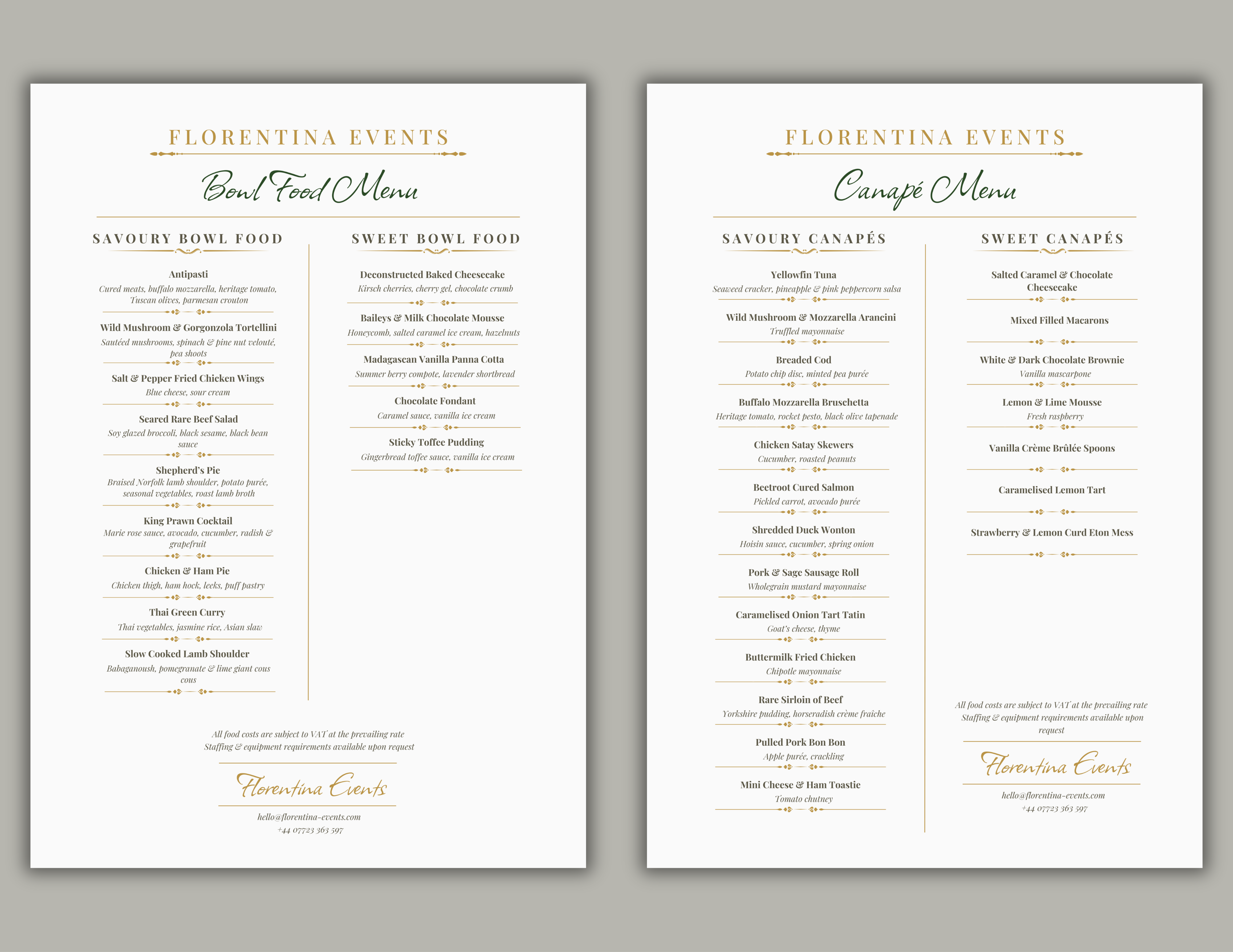Menu Design by Custom A for Florentina events ltd | Design: #37051603