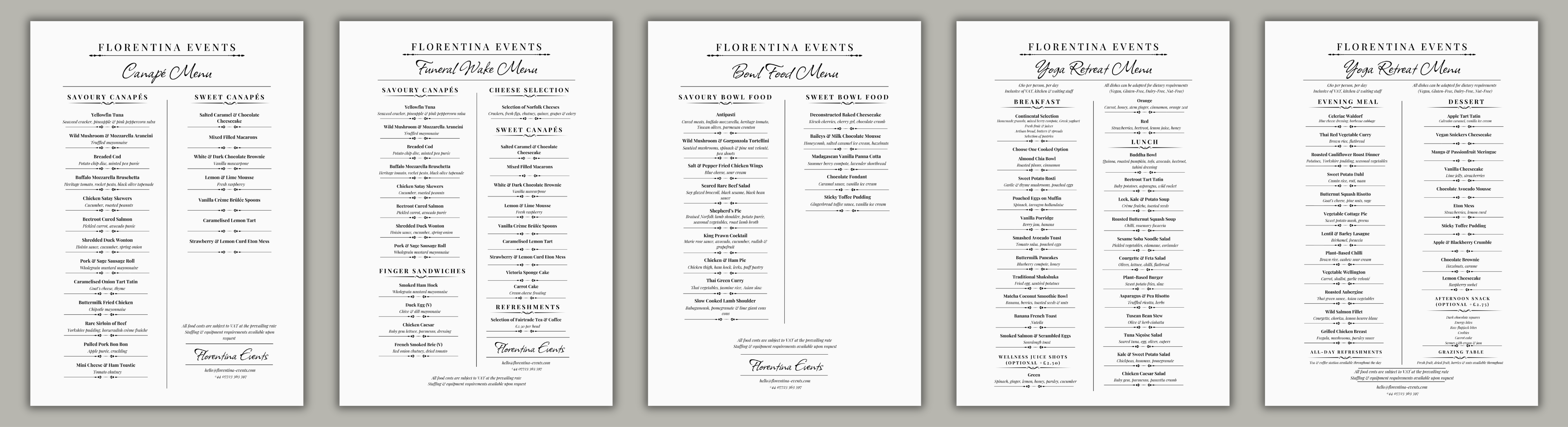 Menu Design by Custom A for Florentina events ltd | Design #37055949