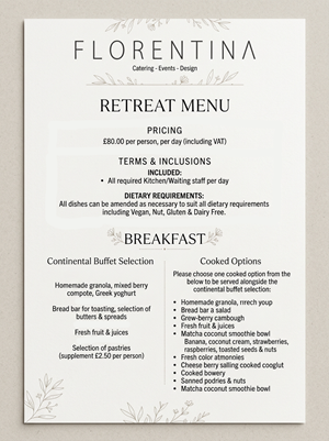 Menu Design by Silicon 5 for Florentina events ltd | Design: #37051830