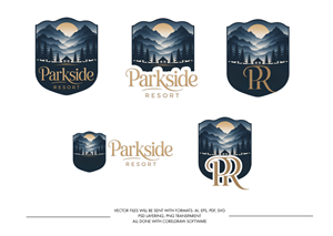 New logo AND logo with just initials (PR) for luxury log cabin rental company