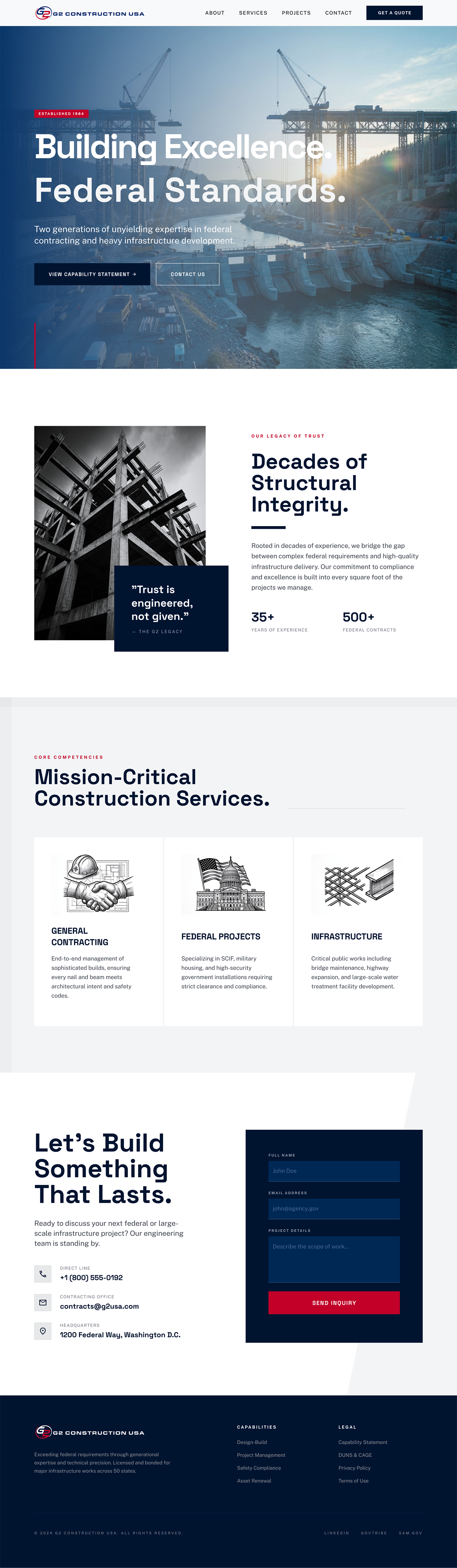 Web Design by Amer Flihan (RBD) for G2 Construction USA LLC | Design #37066531