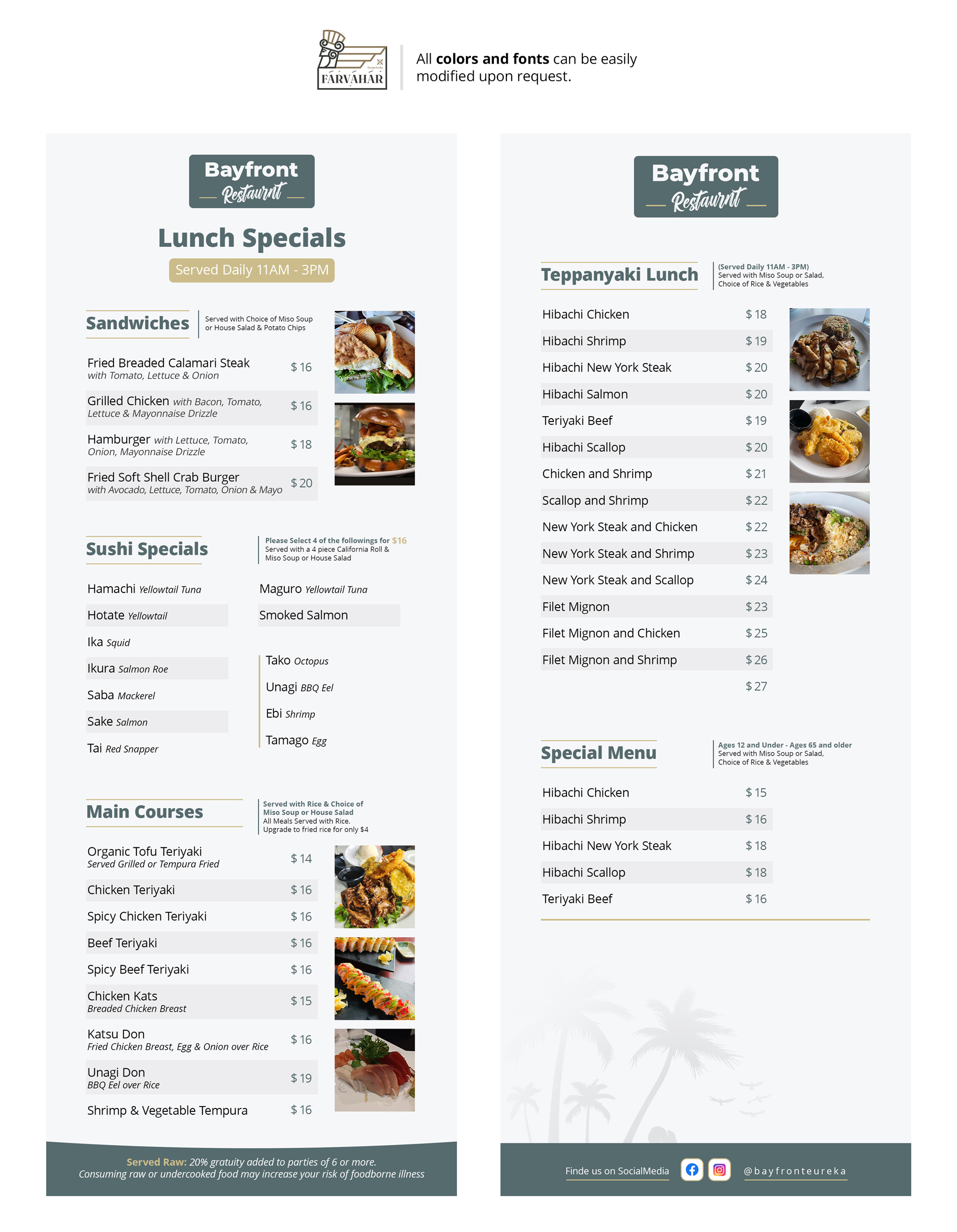 Menu Design by Farvahar Design Studio for this project | Design #37093911