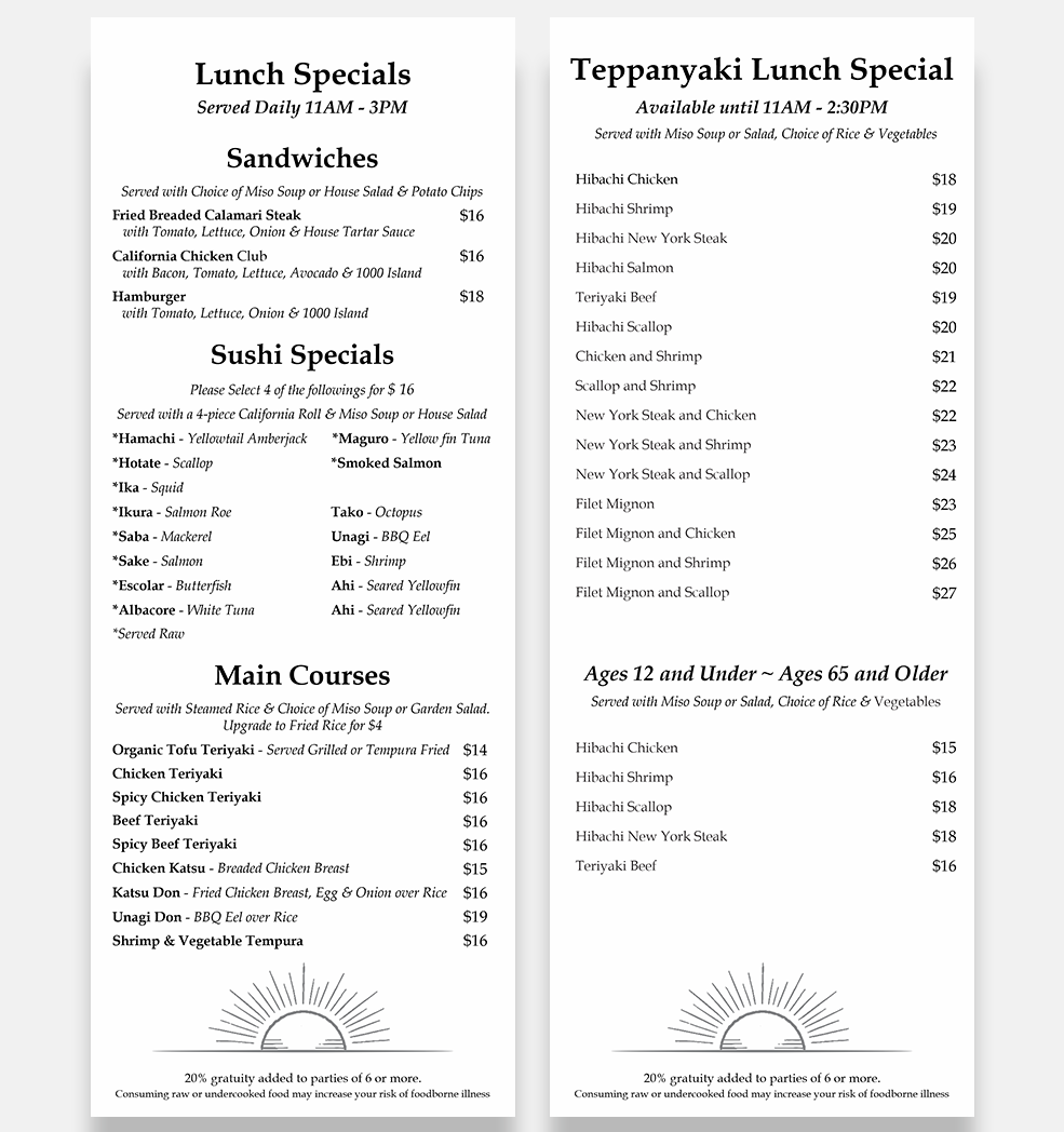 Menu Design by Lezette_G for this project | Design #37099461