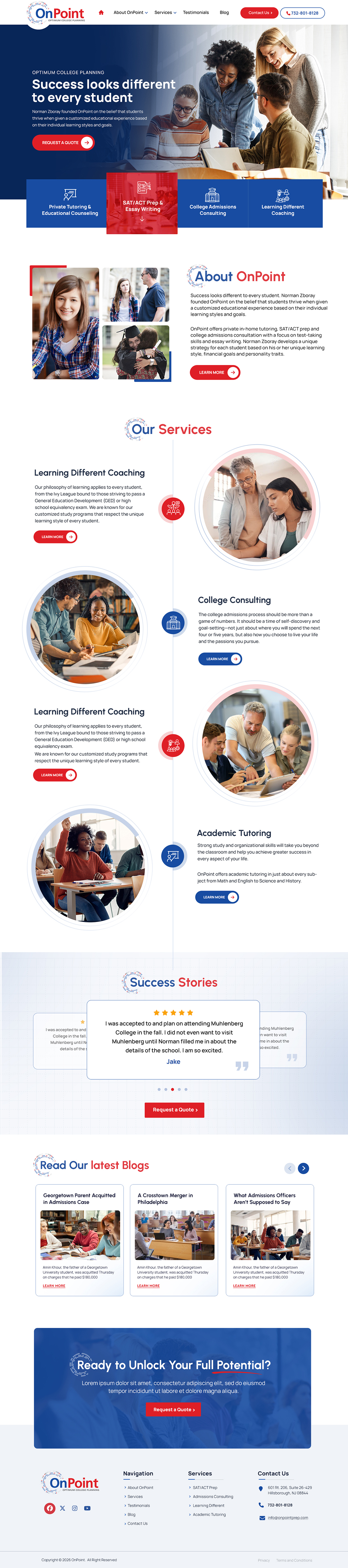 Web Design by Blue Sparrow for Onpoint Prep | Design #37118557