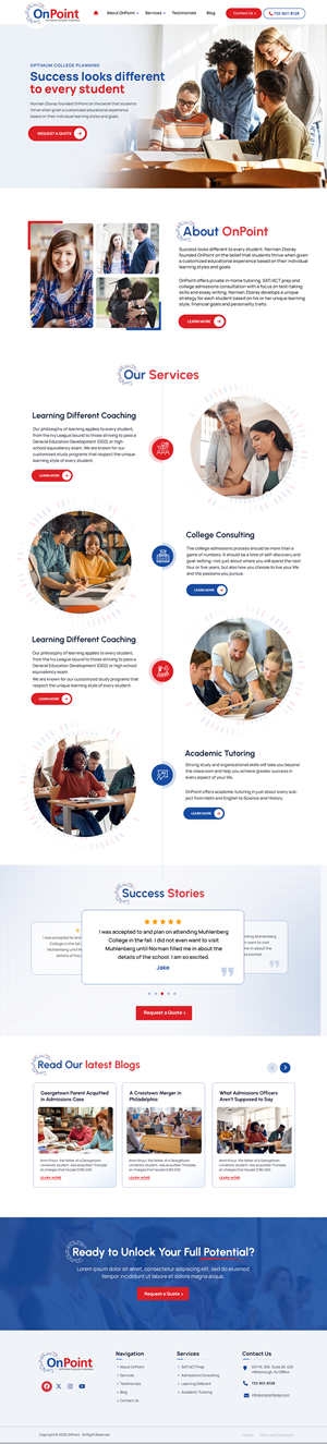 Web Design by Blue Sparrow for Onpoint Prep | Design: #37118559
