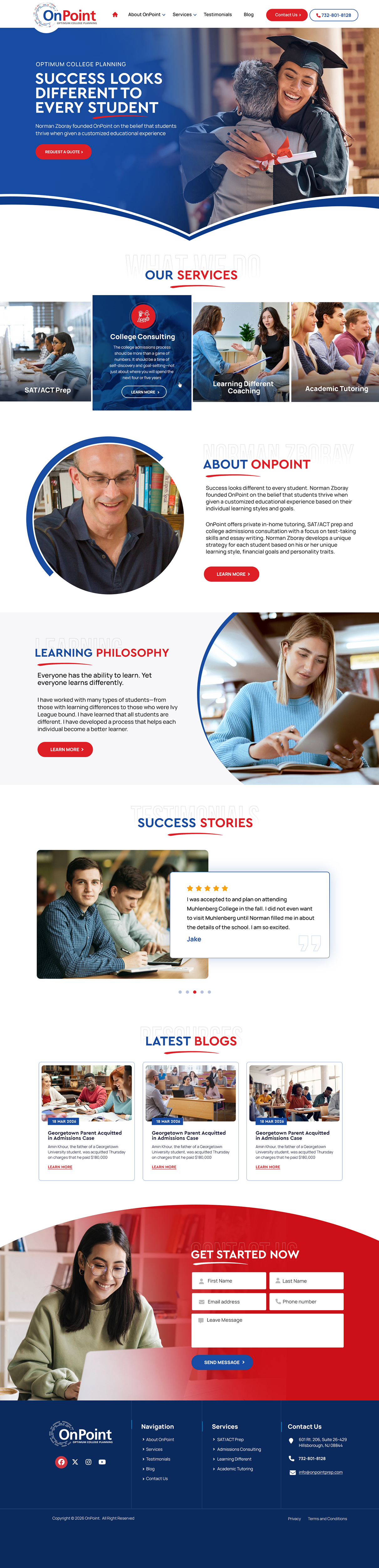Web Design by Blue Sparrow for Onpoint Prep | Design #37118560