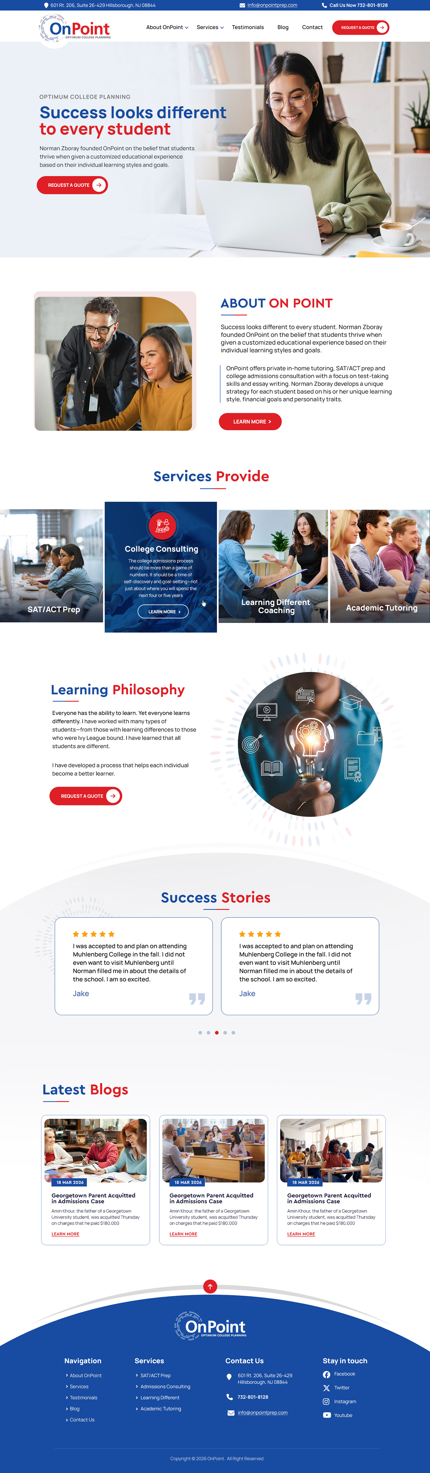 Web Design by Blue Sparrow for Onpoint Prep | Design #37118561