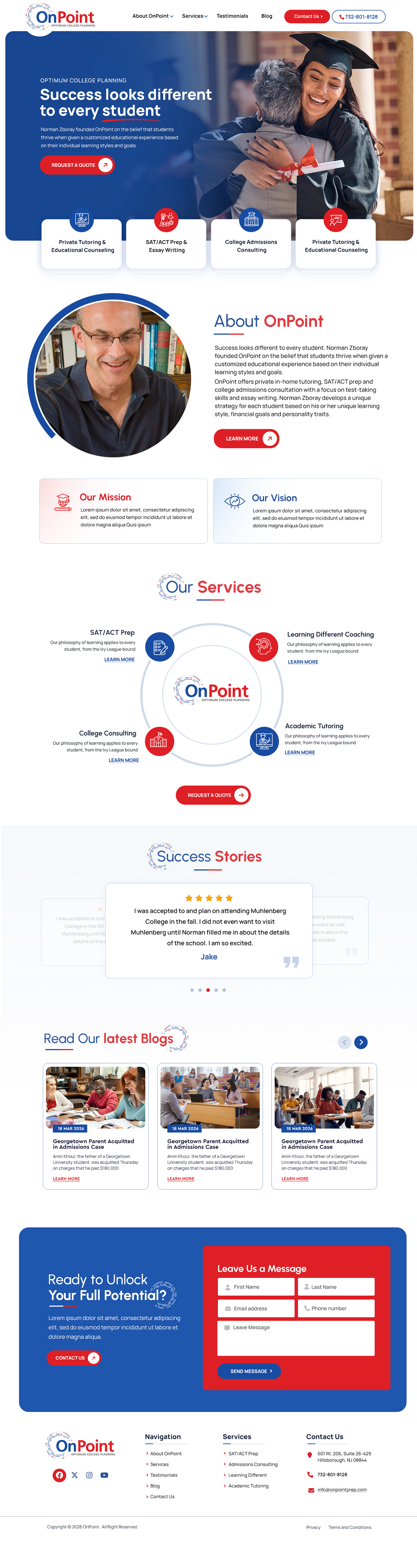 Web Design by Blue Sparrow for Onpoint Prep | Design #37118794