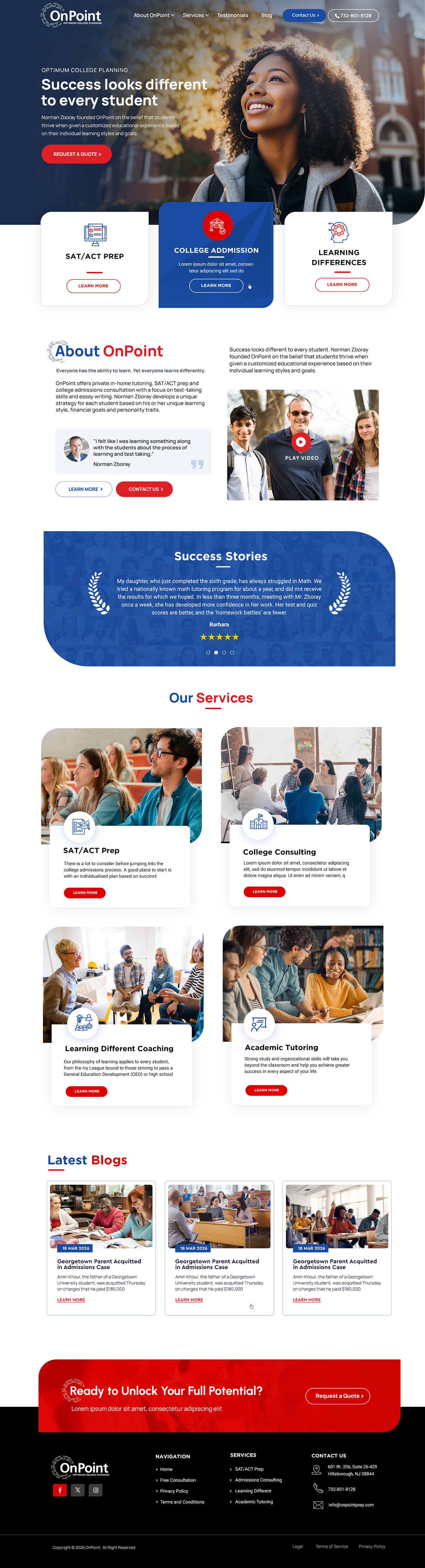 Web Design by Blue Sparrow for Onpoint Prep | Design #37119632