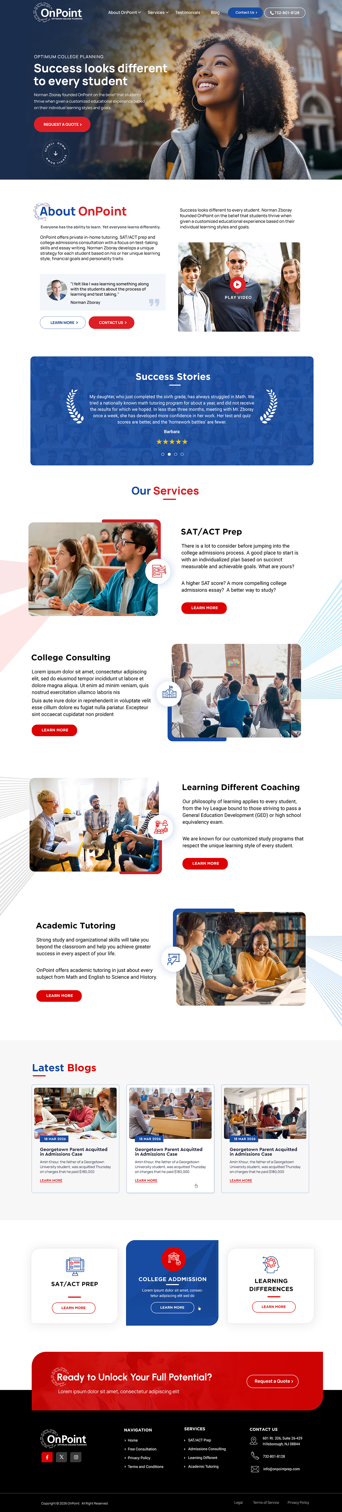 Web Design by Blue Sparrow for Onpoint Prep | Design #37119633