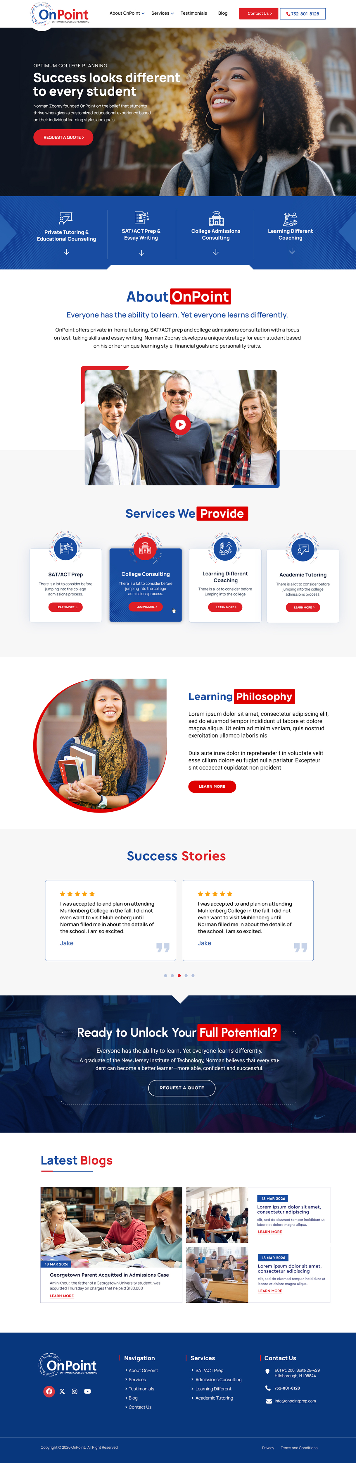 Web Design by Blue Sparrow for Onpoint Prep | Design #37123256