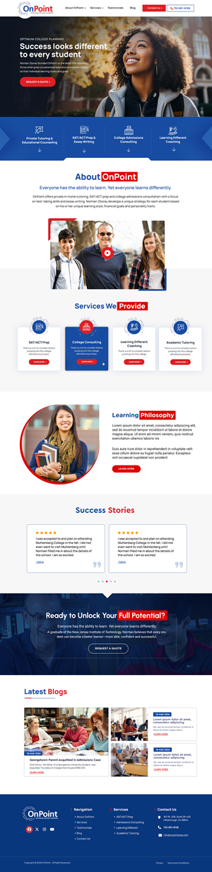 Web Design by Blue Sparrow for Onpoint Prep | Design: #37123256
