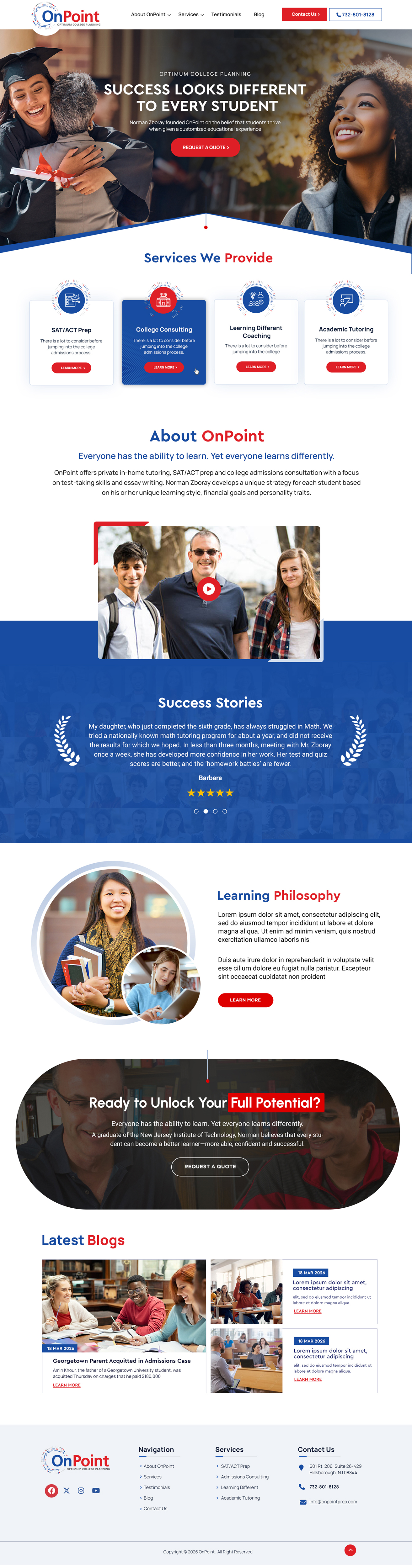 Web Design by Blue Sparrow for Onpoint Prep | Design #37123342