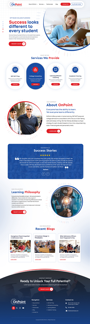 Web Design by Blue Sparrow for Onpoint Prep | Design: #37123484