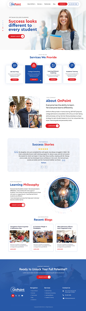 Web Design by Blue Sparrow for Onpoint Prep | Design: #37123516