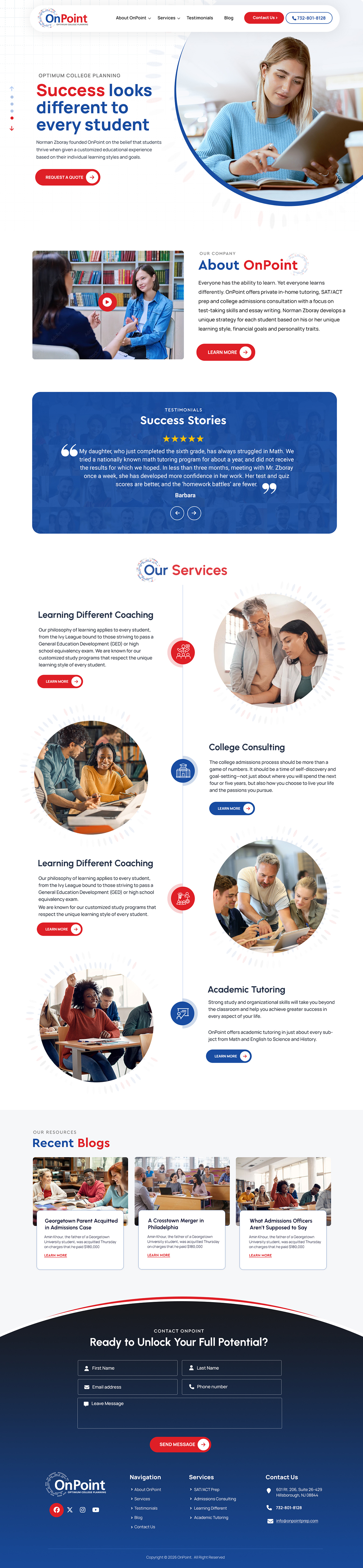 Web Design by Blue Sparrow for Onpoint Prep | Design #37123624