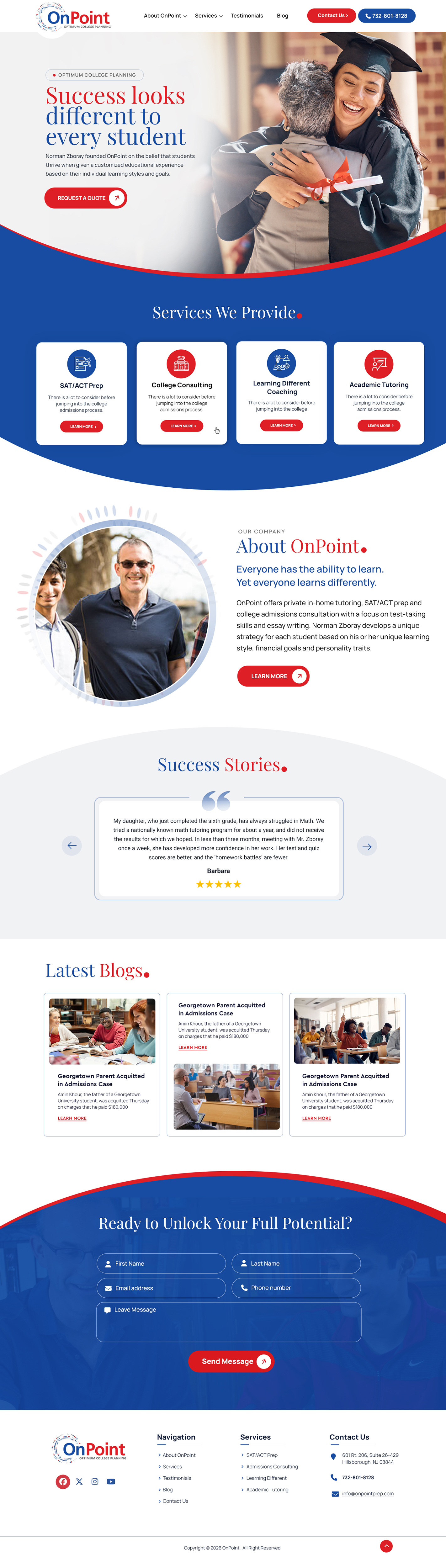 Web Design by Blue Sparrow for Onpoint Prep | Design #37128006