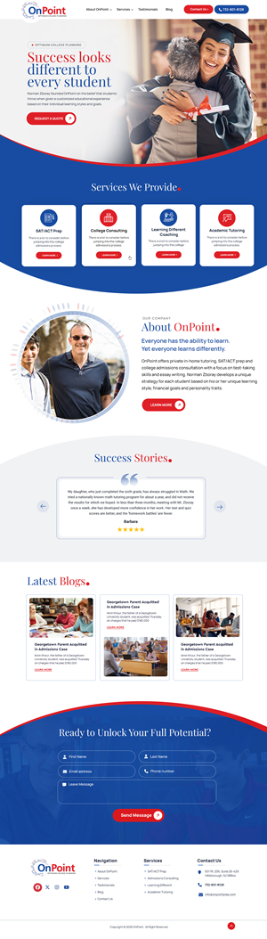 Web Design by Blue Sparrow for Onpoint Prep | Design: #37128006
