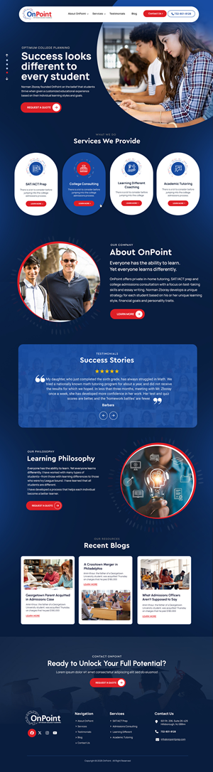 Web Design by Blue Sparrow for Onpoint Prep | Design: #37128027
