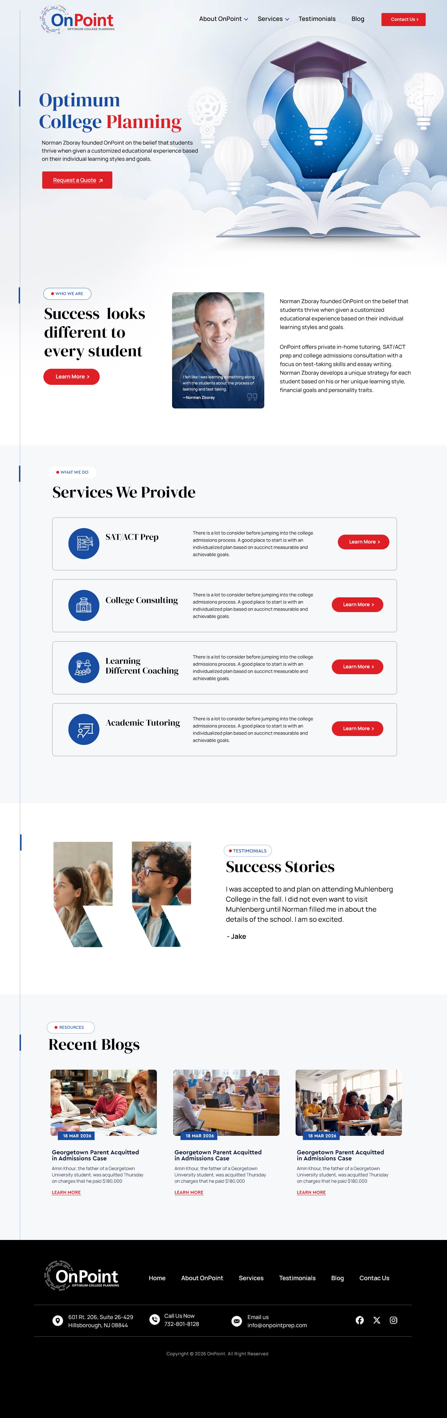 Web Design by Blue Sparrow for Onpoint Prep | Design #37132642