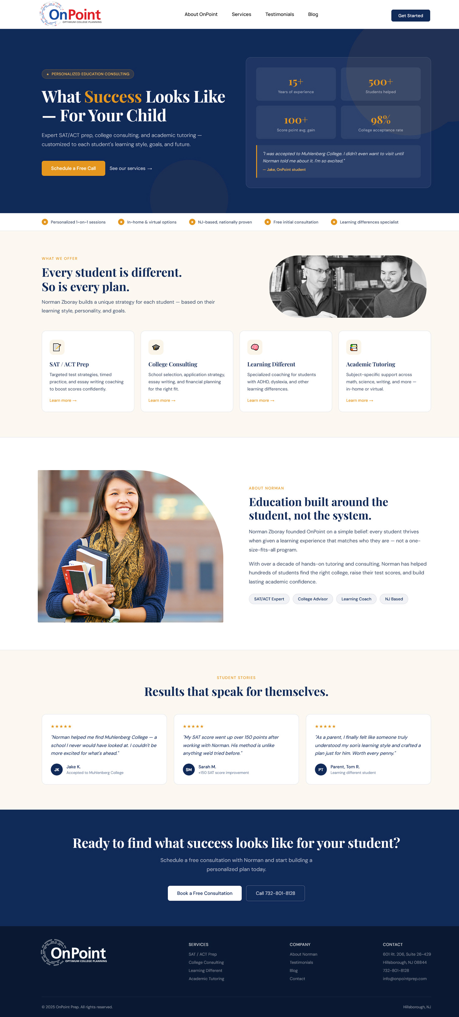 Web Design by Blue Sparrow for Onpoint Prep | Design #37139048