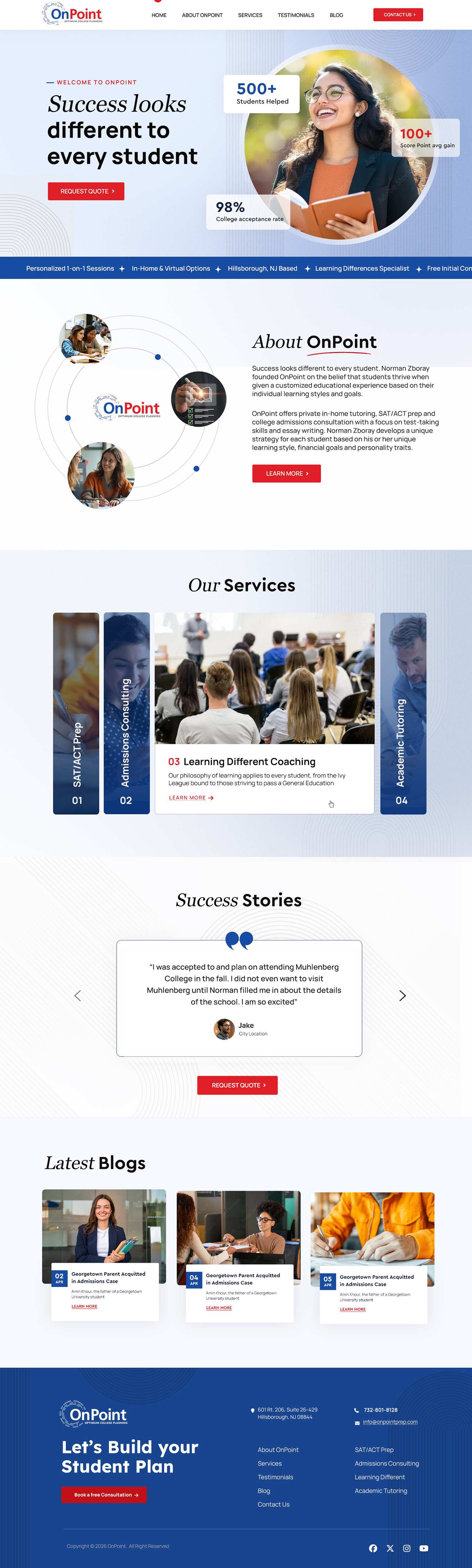 Web Design by Blue Sparrow for Onpoint Prep | Design #37139471