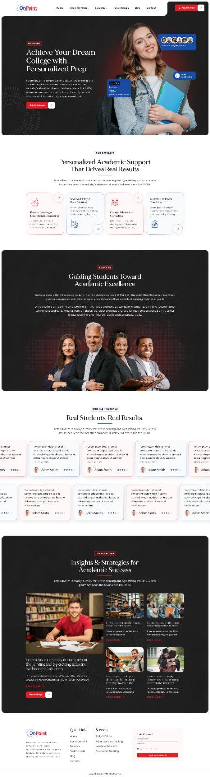 Web Design by Hafsa Fatymah for Onpoint Prep | Design #37128416