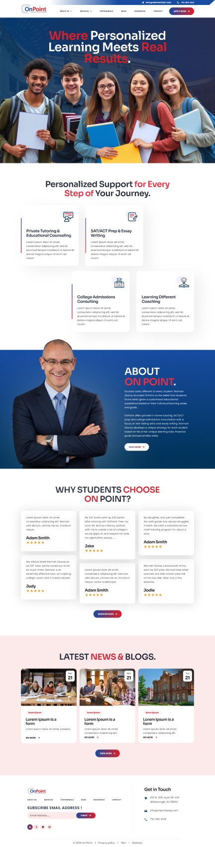 Web Design by Hafsa Fatymah for Onpoint Prep | Design #37129289