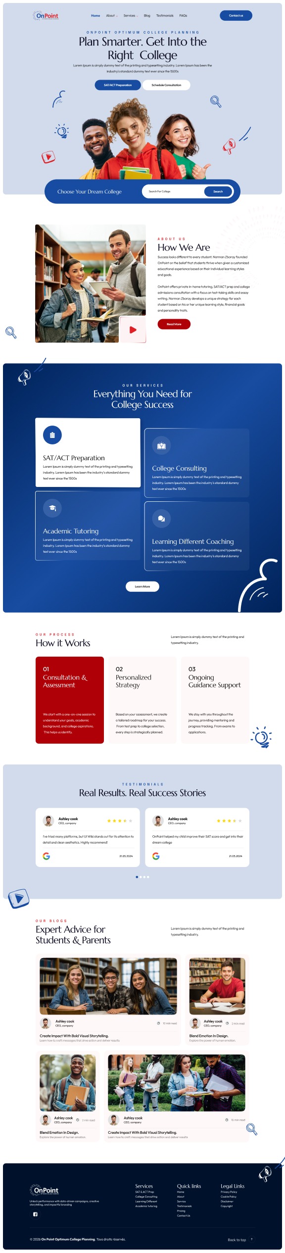 Web Design by Hafsa Fatymah for Onpoint Prep | Design #37139464