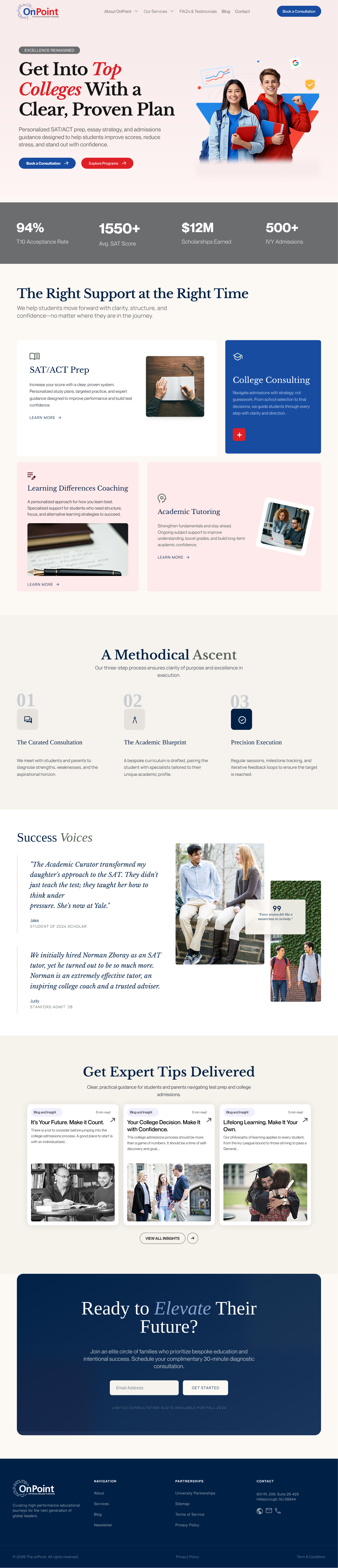 Web Design by Velaris Co. for Onpoint Prep | Design #37126392