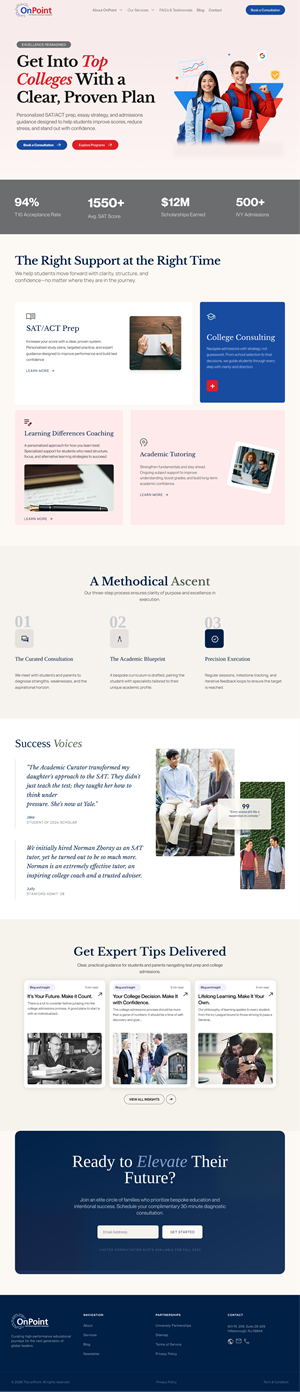 Web Design by Velaris Co. for Onpoint Prep | Design: #37126392
