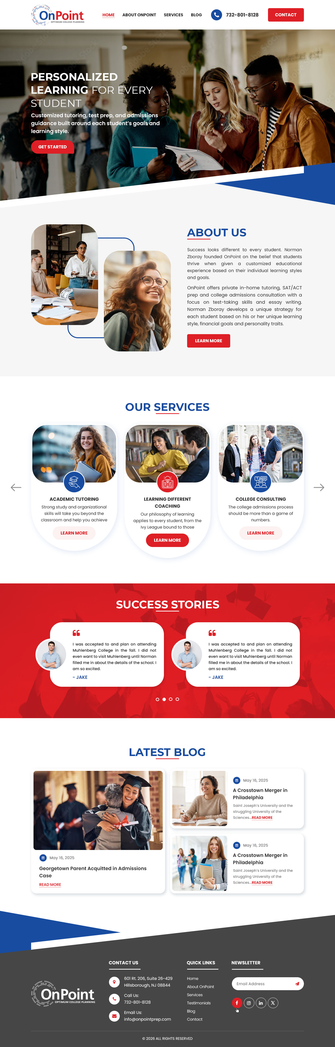 Web Design by Dreams Designs for Onpoint Prep | Design #37115574