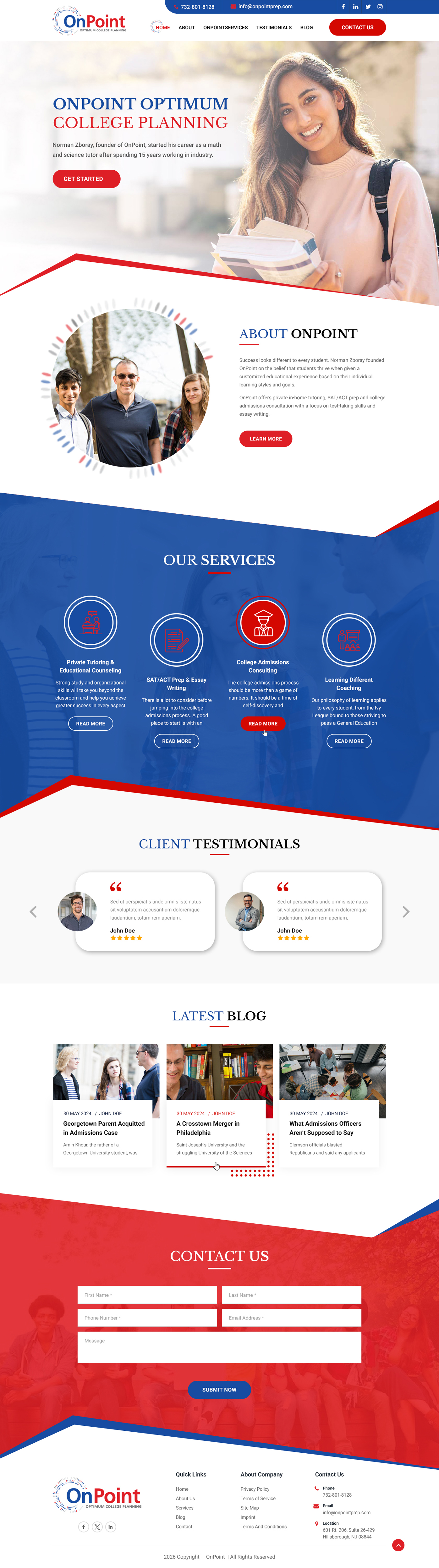 Web Design by Dreams Designs for Onpoint Prep | Design #37116888