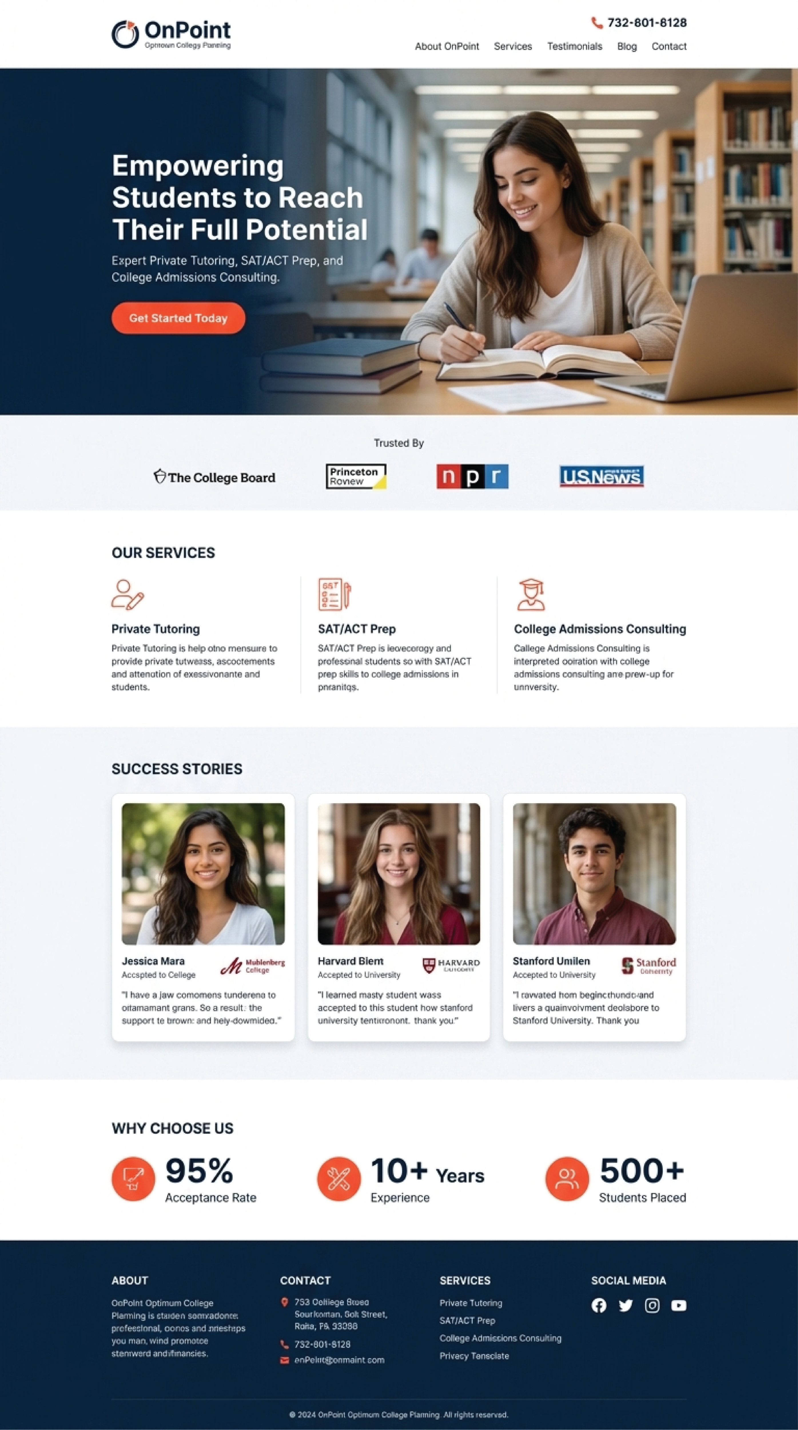 Web Design by TM Kreatif for Onpoint Prep | Design #37119235