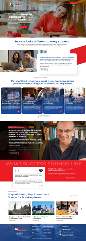 Web Design by beniwalsuman for Onpoint Prep | Design #37114598