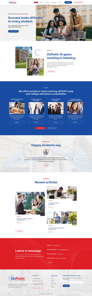 Web Design by Ved Web Services for Onpoint Prep | Design #37120789