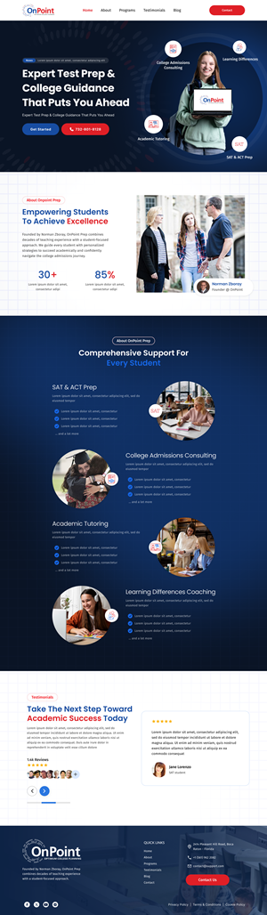 Web Design by AymanePro ™ for Onpoint Prep | Design: #37117847