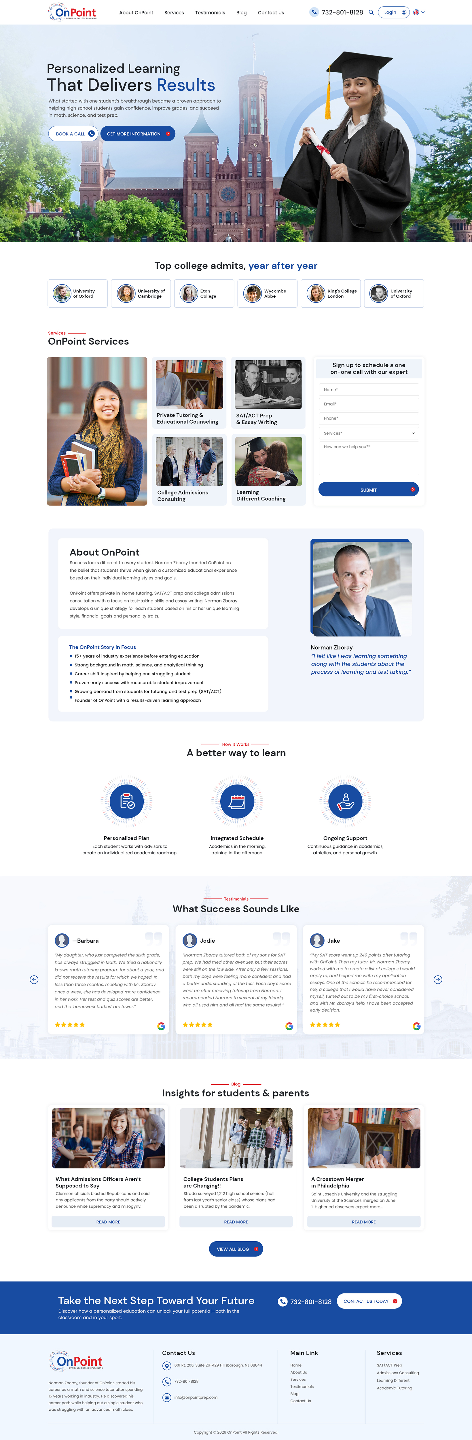 Web Design by creative.bugs for Onpoint Prep | Design #37133943