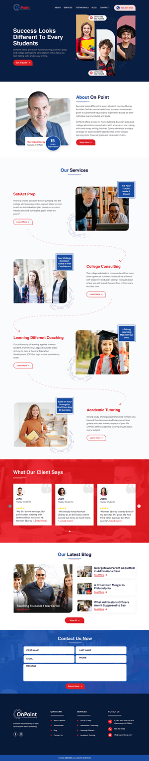 Web Design by sai.designer87 for Onpoint Prep | Design: #37121673