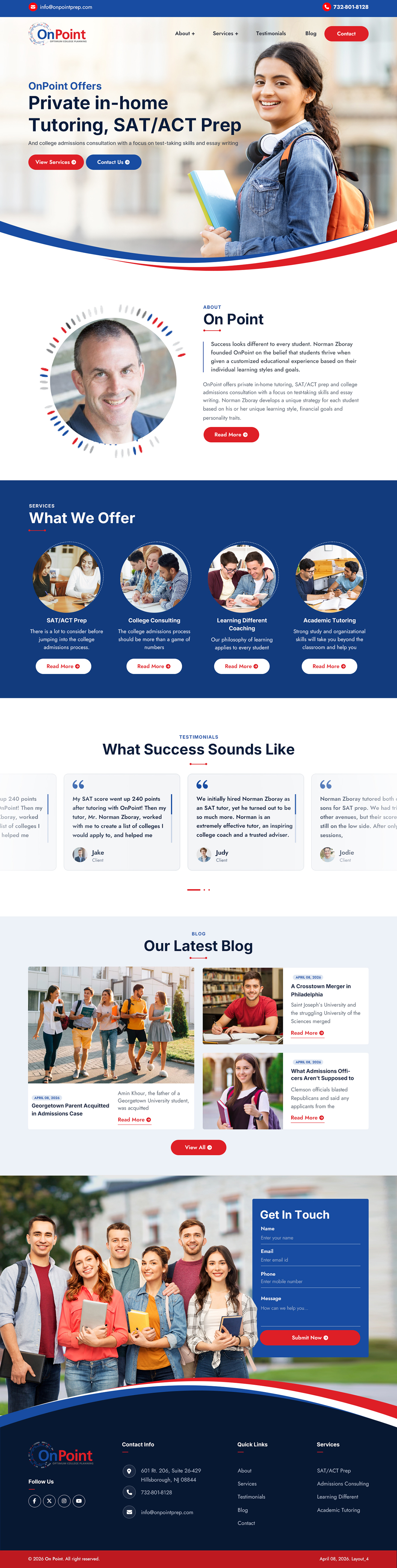 Web Design by sai.designer87 for Onpoint Prep | Design #37121677