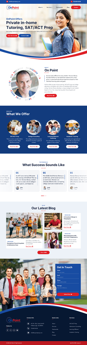 Web Design by sai.designer87 for Onpoint Prep | Design: #37121677
