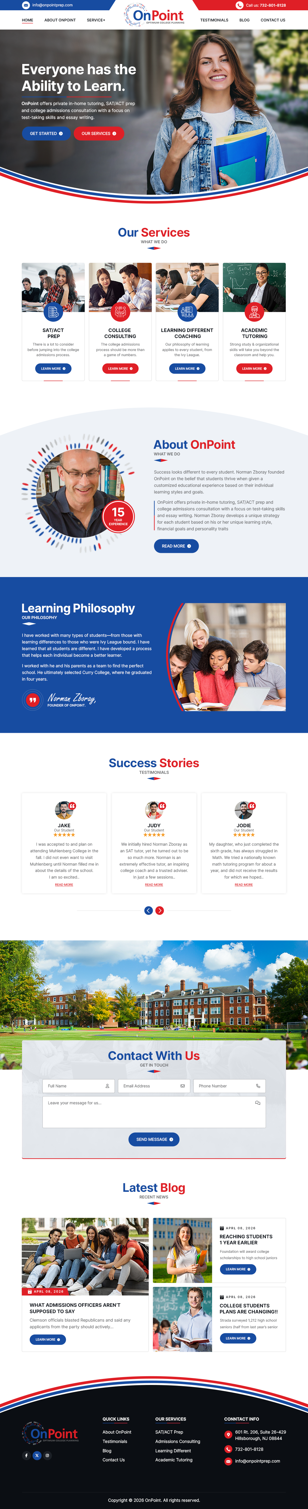 Web Design by sai.designer87 for Onpoint Prep | Design #37121700