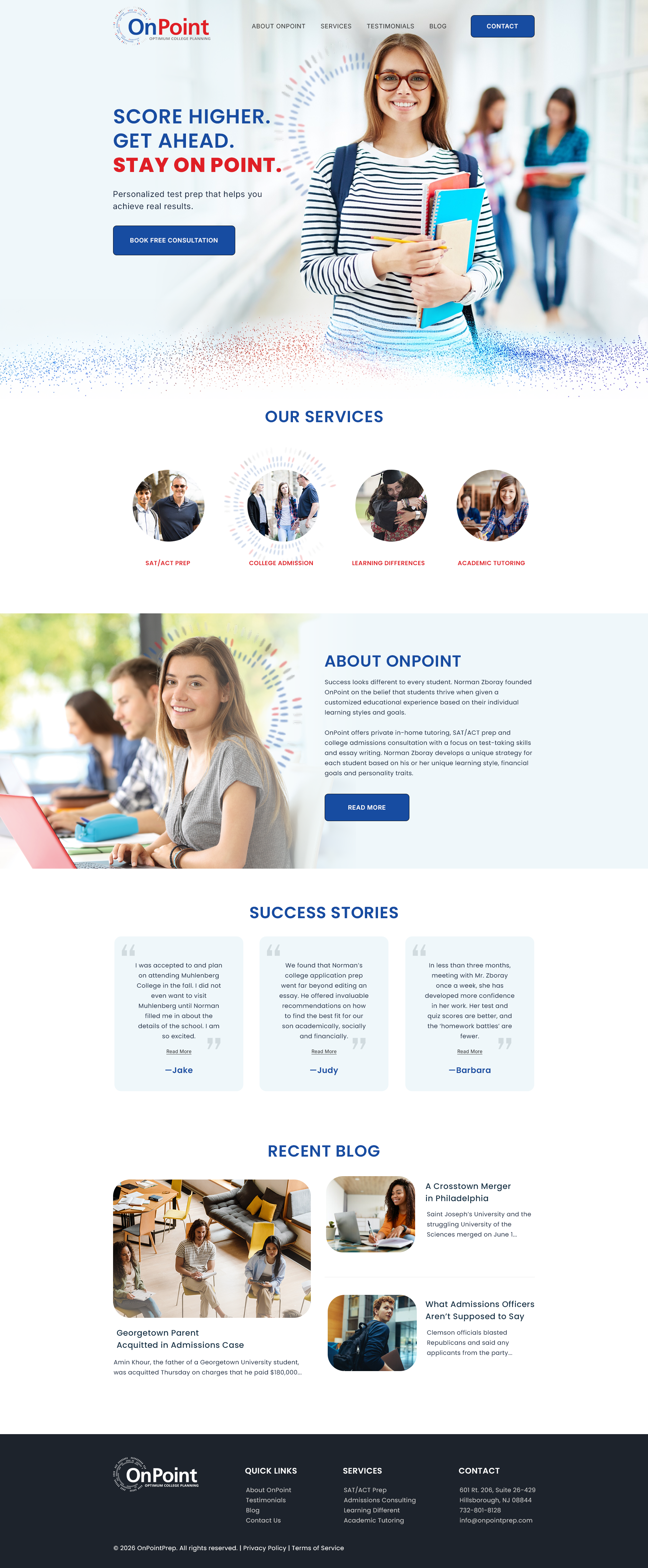 Web Design by designangel07 for Onpoint Prep | Design #37115016