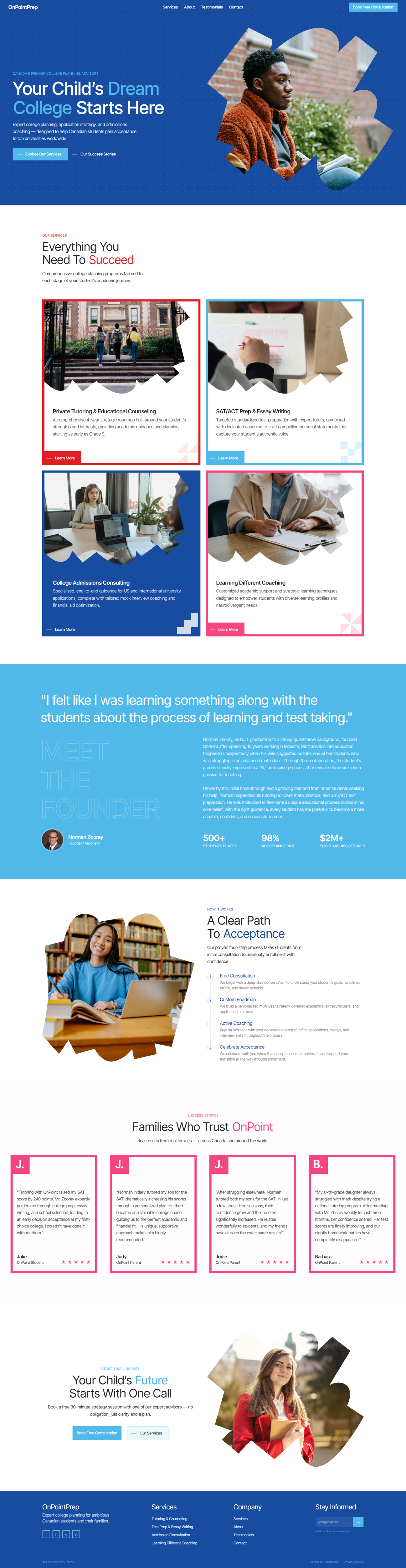 Web Design by adnanf2 for Onpoint Prep | Design #37146737