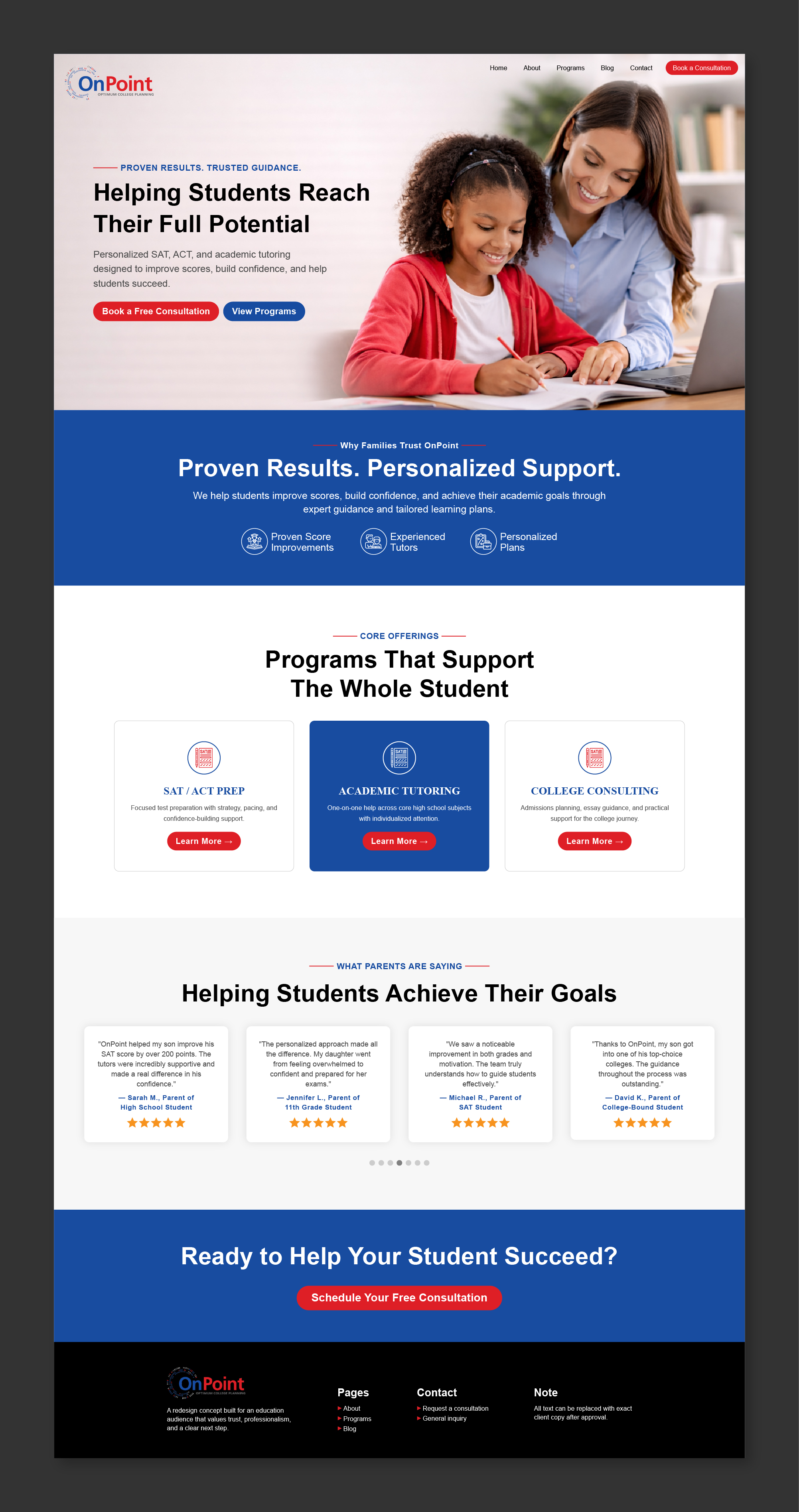 Web Design by Titan Solbiz for Onpoint Prep | Design #37139664