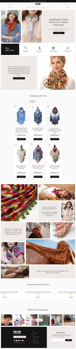 Redesign www.SIMLINE.ch  - Shopify Web-Shop - Storytelling